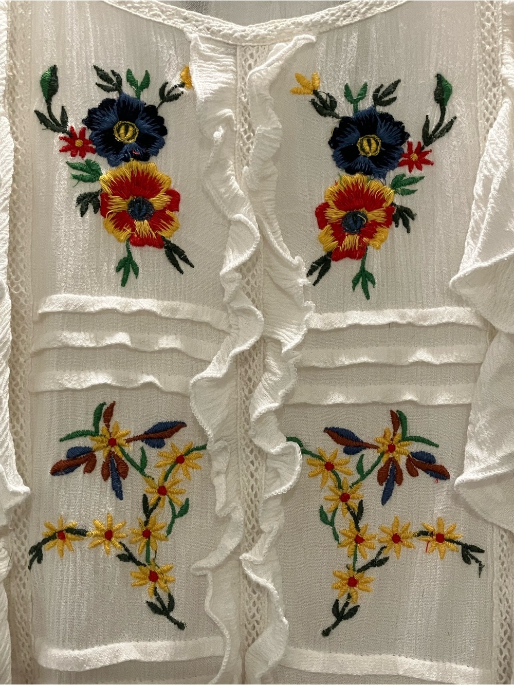 Anthropologie Serendipity Floral Embroidered Ruffled Blouse by Seen Worn Kept - Picture 4 of 5